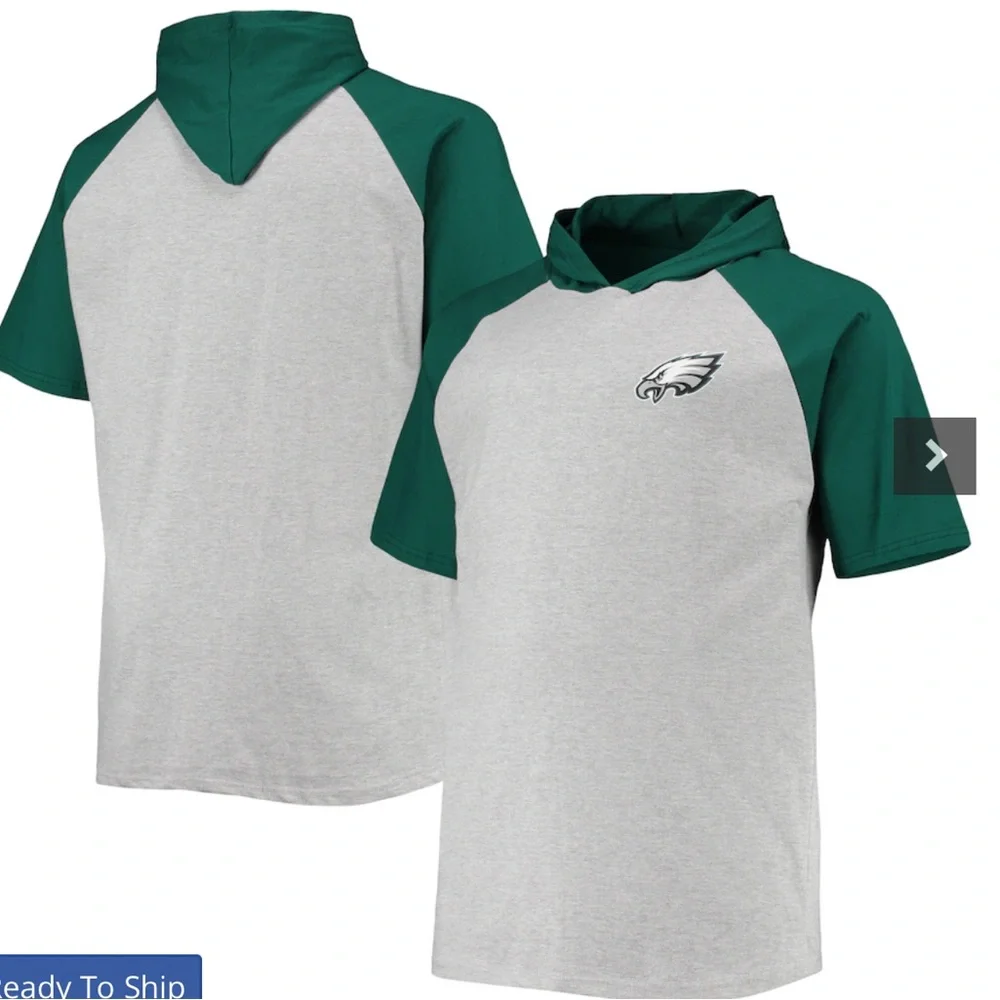 Philadelphia Eagles Big & Tall Raglan Short Sleeve Pullover Hoodie - Picture 2 of 3